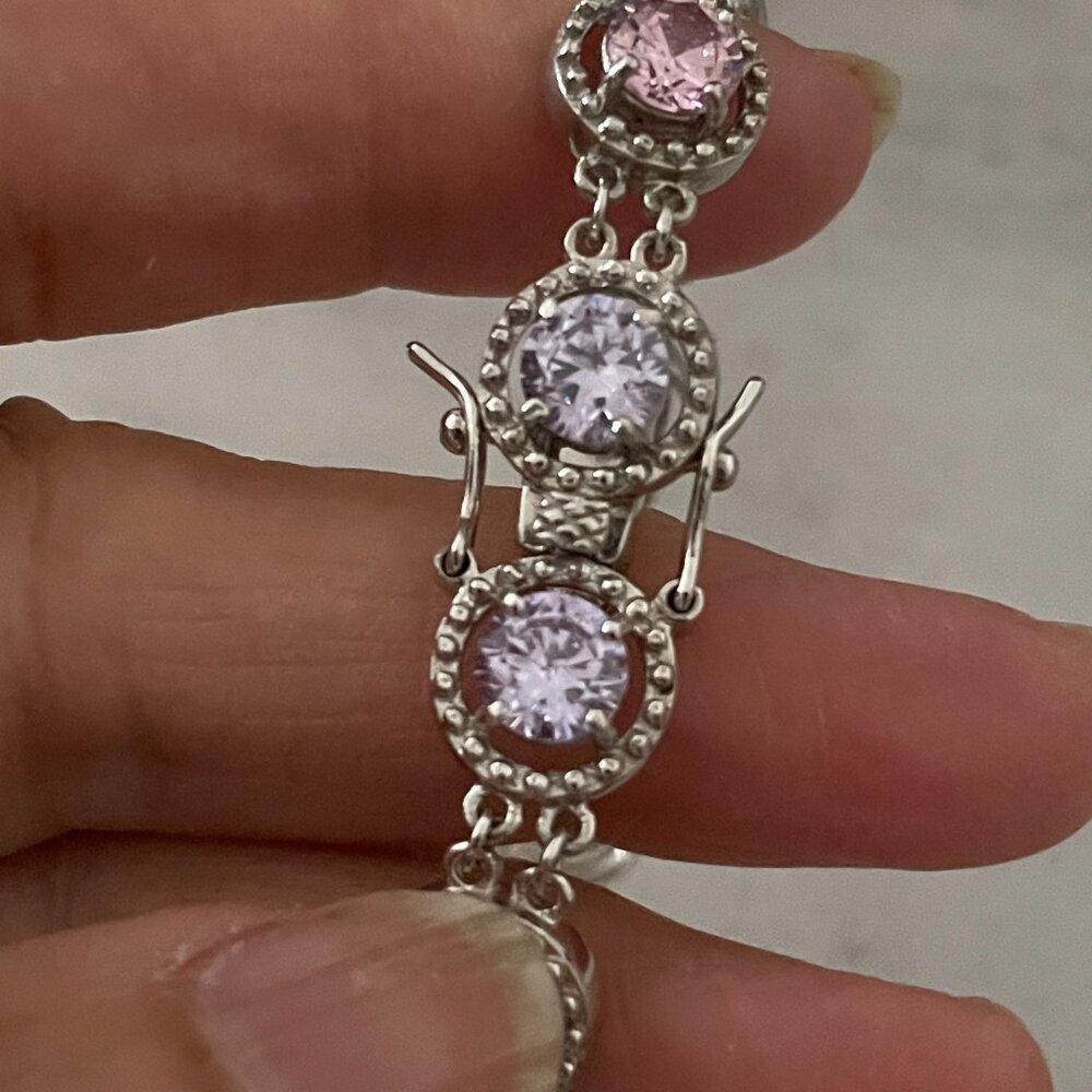 .925 Sterling Silver Multicolor Simulated Gemston… - image 8